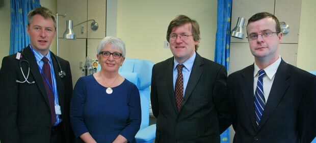 Beaumont Hospital consultant oncologists Dr.  Oscar Breathnach, Dr. Liam Grogan and Dr. Brian Hennessy with Dr Susan O'Reilly, National Director, National Cancer Control Programme at the official opening of improved facilities for treatment of cancer patients at Beaumont Hospital.