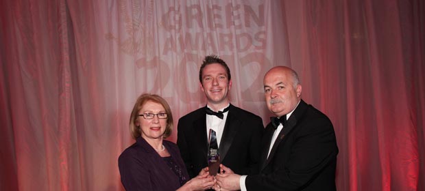 Minister Jan O’Sullivan presents the Green Healthcare Award  to Padraig Ryan and Fergus Ashe of CUH Temple Street, Dublin