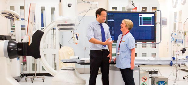 Breedge Finn with Health Minister, Dr. Leo Varadkar at the opening of the new Beaumont Cathlab