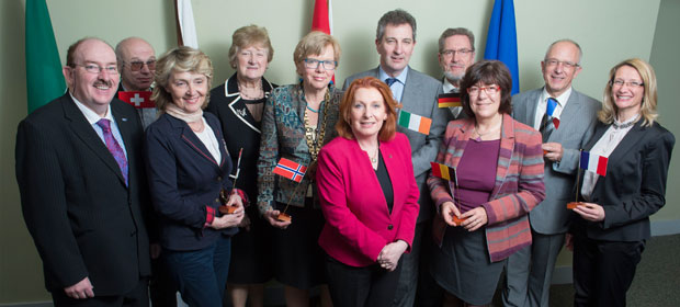 Ms. Kathleen Lynch Minister of State at the Department of Health, Mr.  Gerry O’Dwyer first ever Irish President of the European Association of Hospital Mangers (EAHM), Professor Geraldine McCarthy, Chair HSE South/South West Hospital Group and HMI Council Member, Mr. Adrian Aheren,  with a group of EAHM delegates who travelled to Cork from  Germany, France, Belgium, Switzerland, Norway, the United Kingdom, Croatia and Denmark.