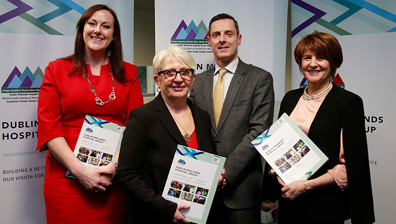 Orlagh Claffey, General Manager of Midland Regional Hospital Tullamore, Dr. Susan O’Reilly, Trevor O’Callaghan, Acting CEO of the Dublin Midlands Hospital Group and Professor Mary McCarron, Dean of the Faculty of Health Sciences at Trinity College at the launch of the strategy.